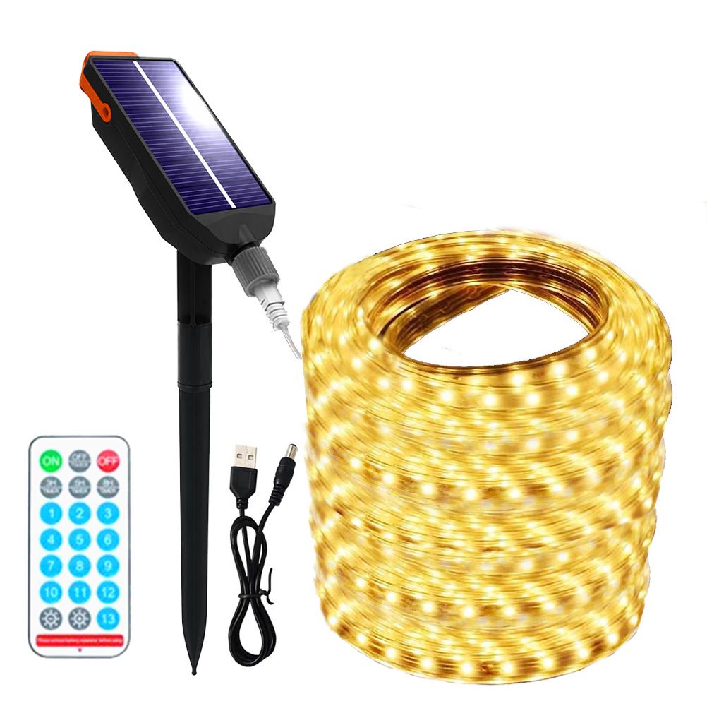 テープライト ソーラー充電 LED 10m 600LED USB充電 屋内 屋外 ライト