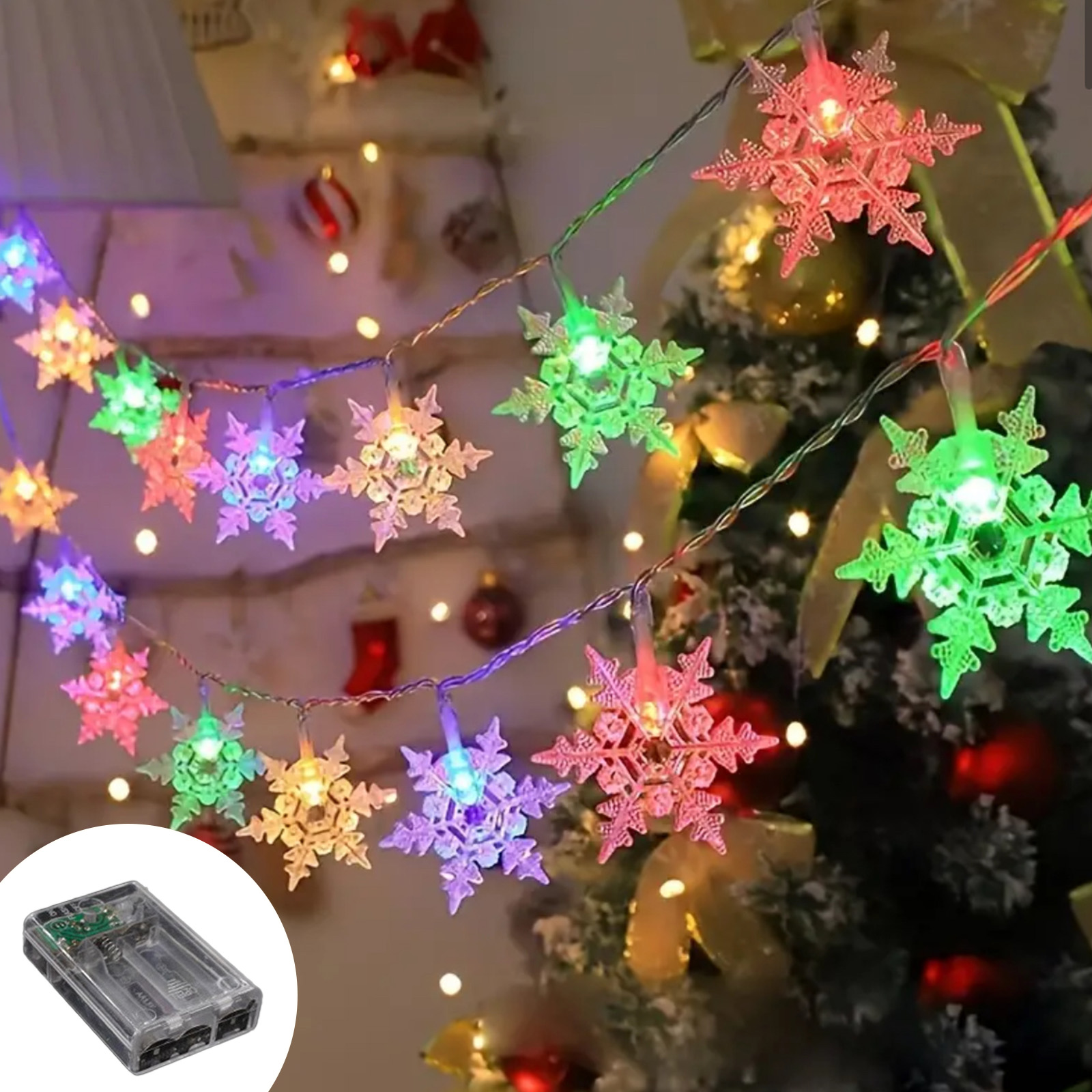 クリスマスライト 多色 イルミネーションライト 結晶形 屋内 電池式 40LED 6M 2パターン点灯