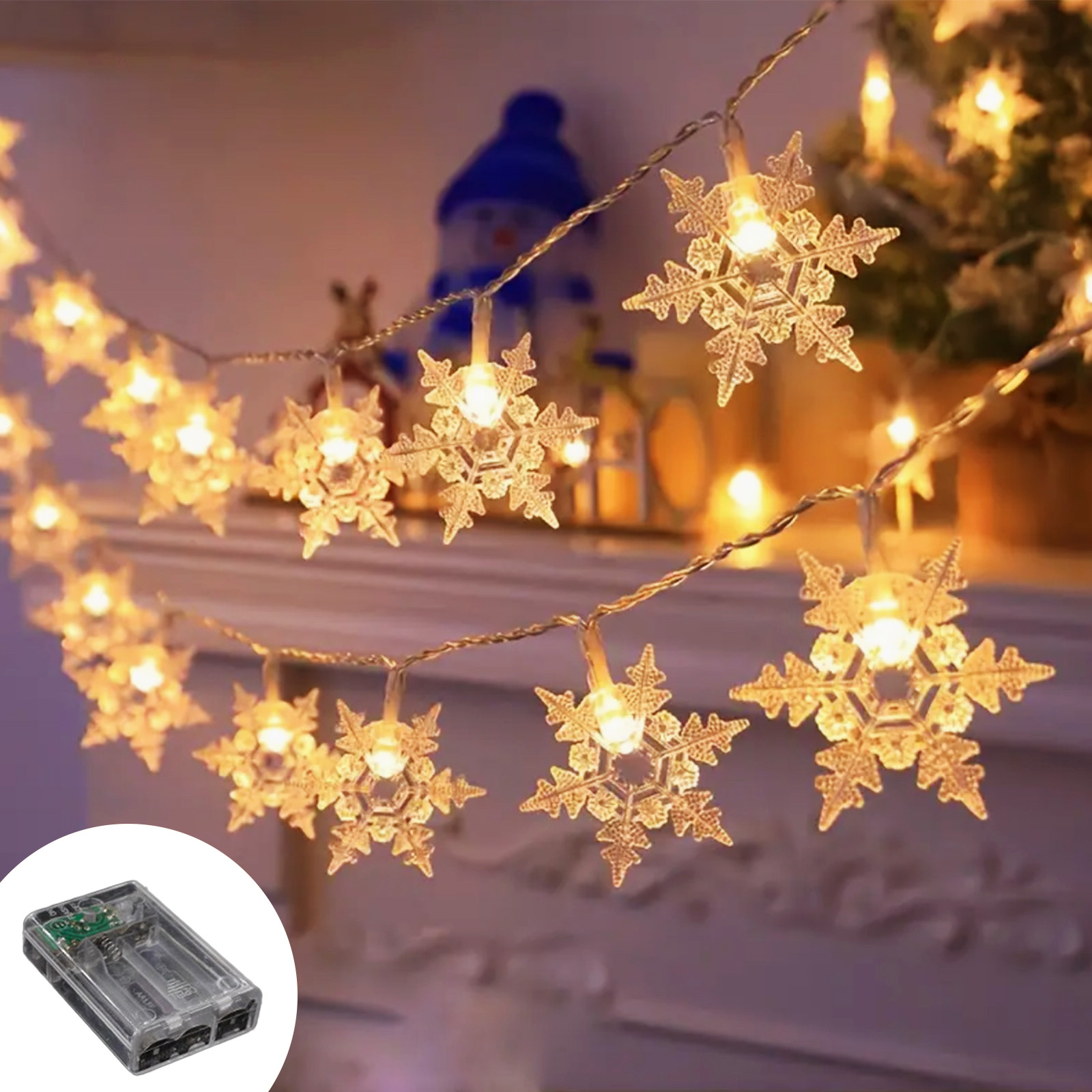 イルミネーションライト 結晶形 屋内 電池式 40LED 6M 2パターン点灯