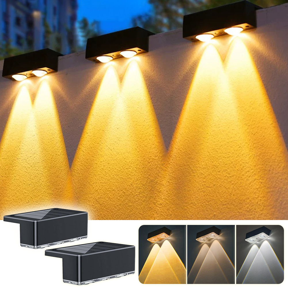 ソーラーライト 屋外 壁掛け 2個セット 3色切替 自動点灯 防水