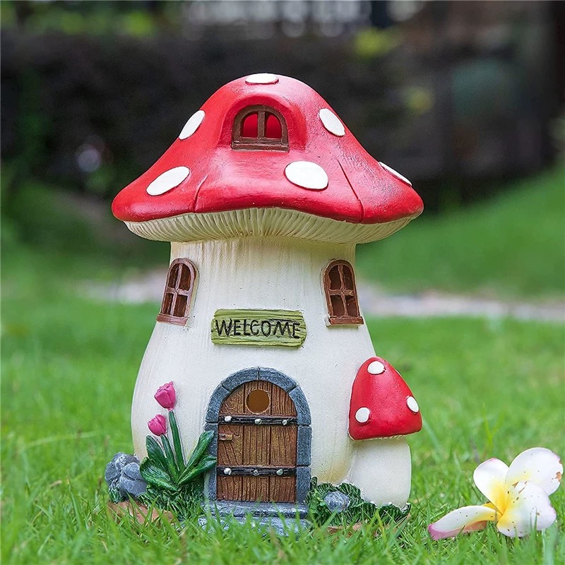 ガーデンオブジェ きのこのおうち ソーラーライト かわいい キノコの家