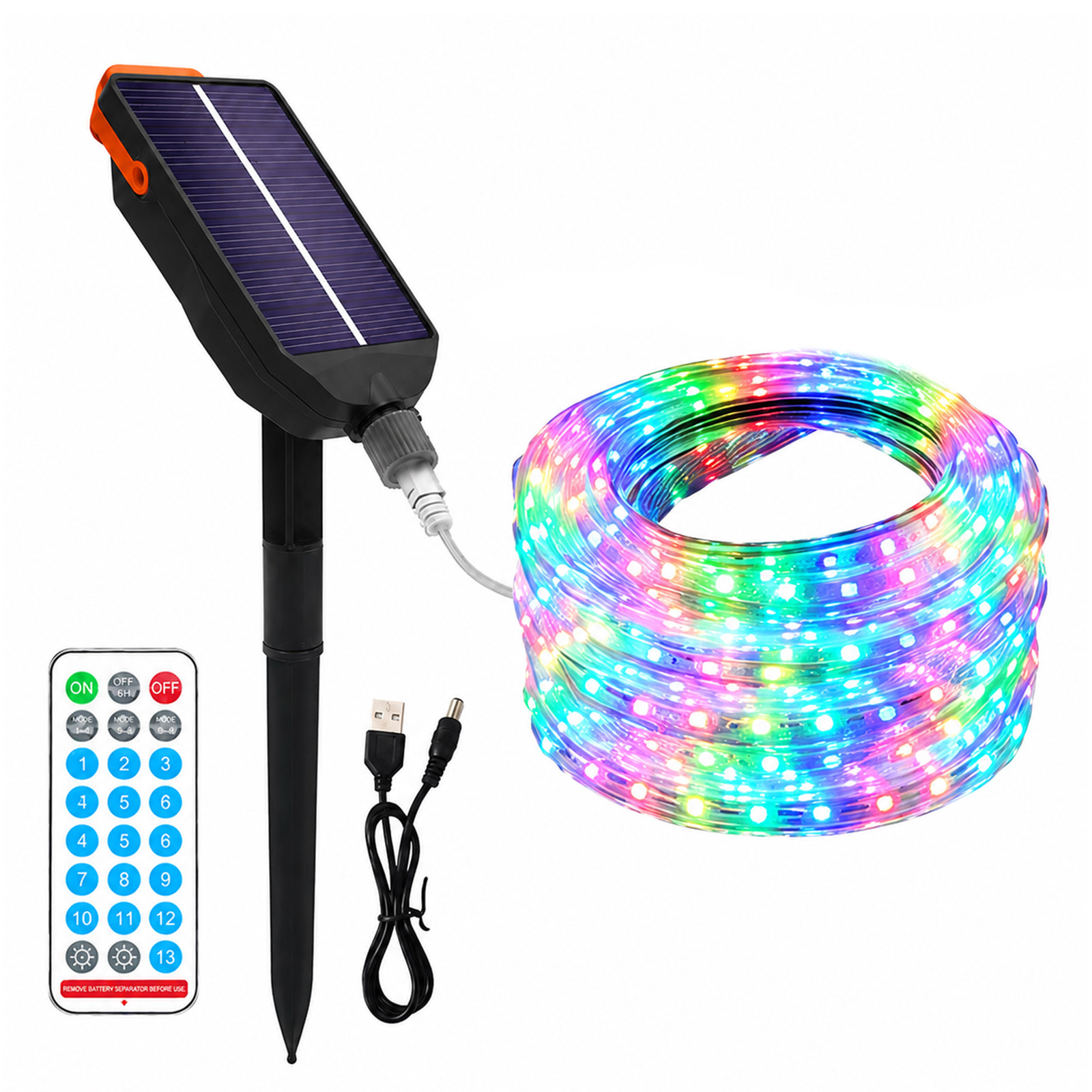 テープライト ソーラー充電 LED 5m 300LED USB充電 屋内 屋外 ライト