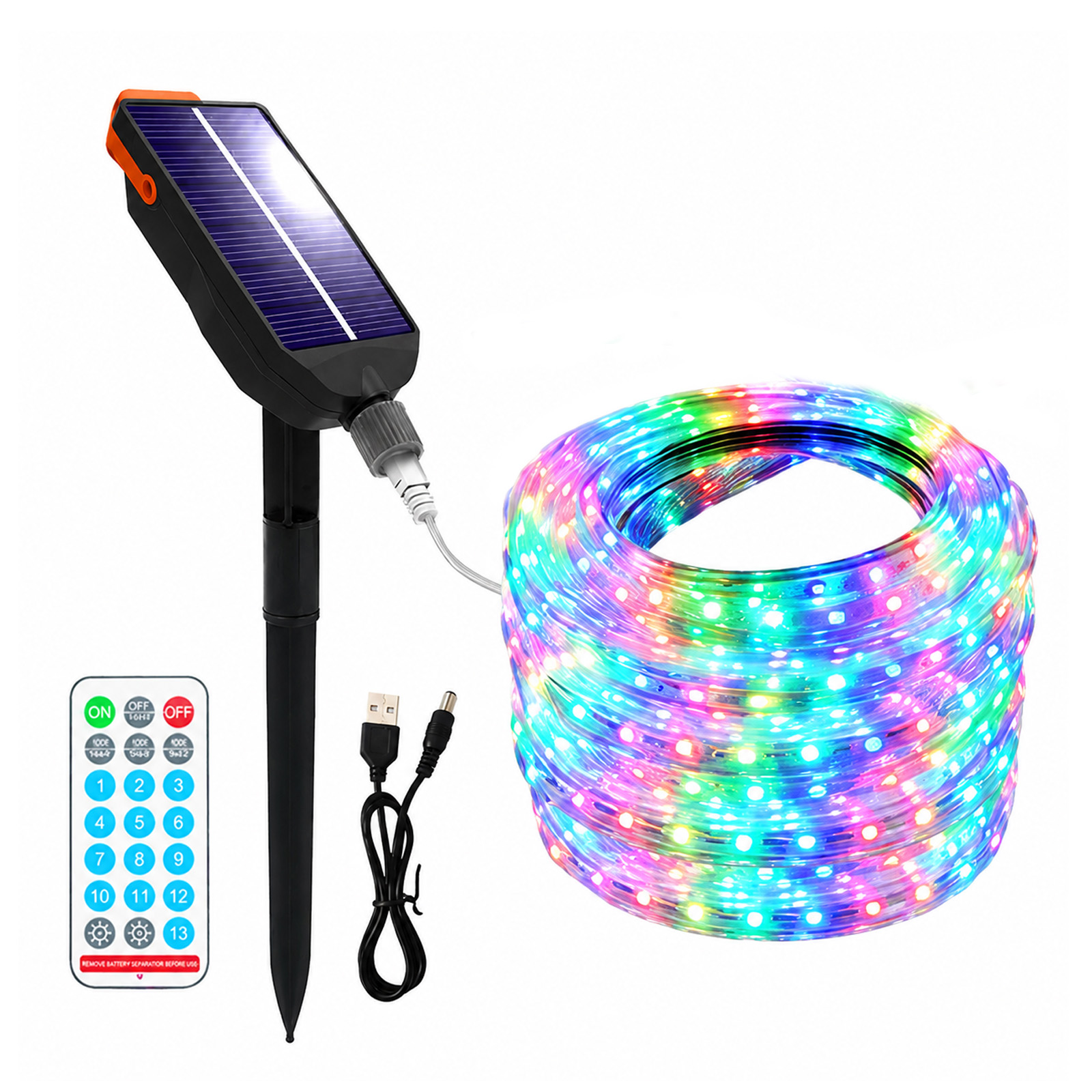 テープライト ソーラー充電 LED 10m 600LED USB充電 屋内 屋外 ライト