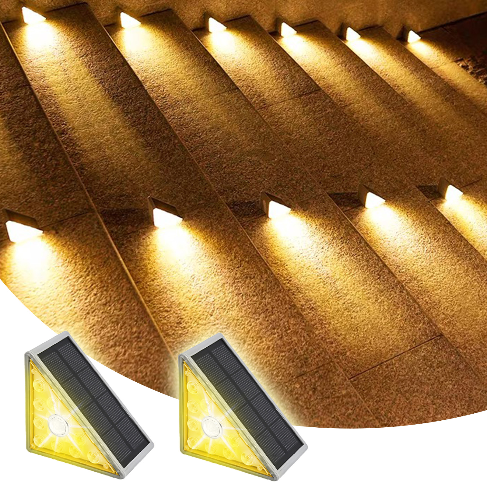 ソーラーライト 三角形 2個セット 人感センサー付き 階段ライト
