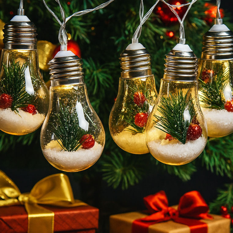 スノードーム イルミネーションライト 電球型 10LED 2m 電池式