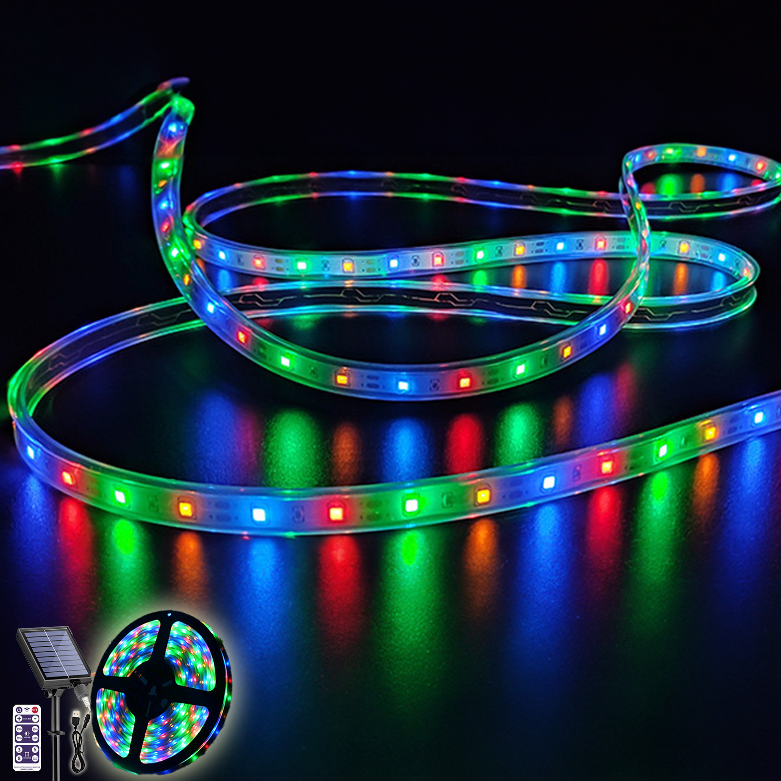 テープライト ソーラー充電 LED 10m 600LED USB充電 屋内 屋外 ライト