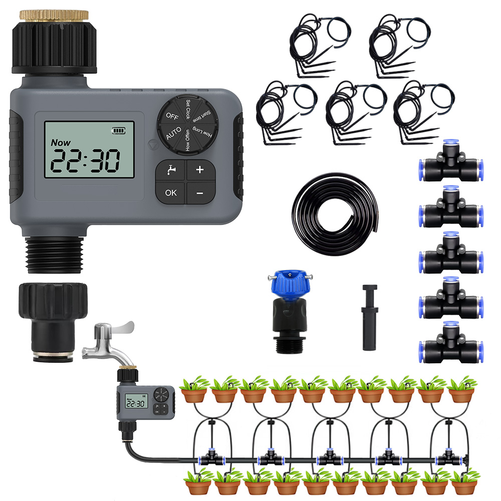 散水タイマー ダイヤル式 クイックシリーズ スターターキット 自動水やり器 自動散水 ボタンロック ガーデニング 鉢植え 庭 花壇 芝生 噴水 ミスト 点滴 ノズル |  | 03
