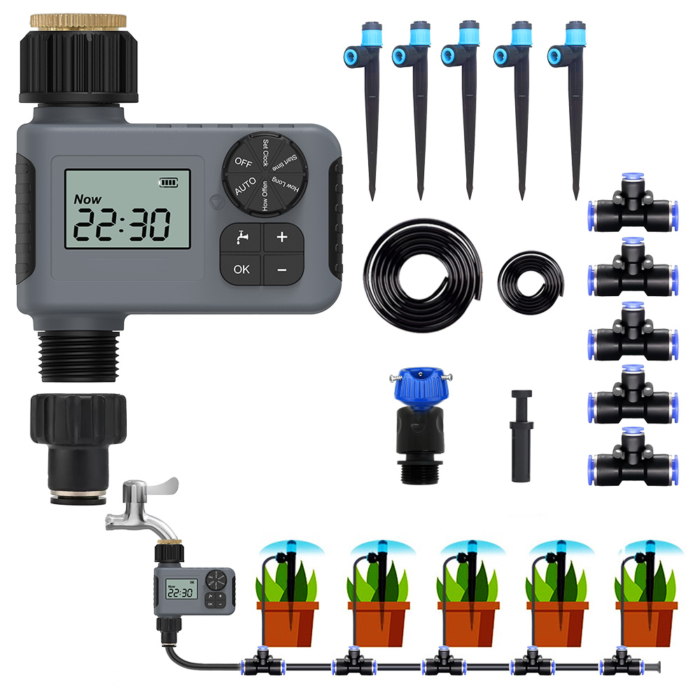 散水タイマー ダイヤル式 クイックシリーズ スターターキット 自動水やり器 自動散水 ボタンロック ガーデニング 鉢植え 庭 花壇 芝生 噴水 ミスト 点滴 ノズル |  | 04