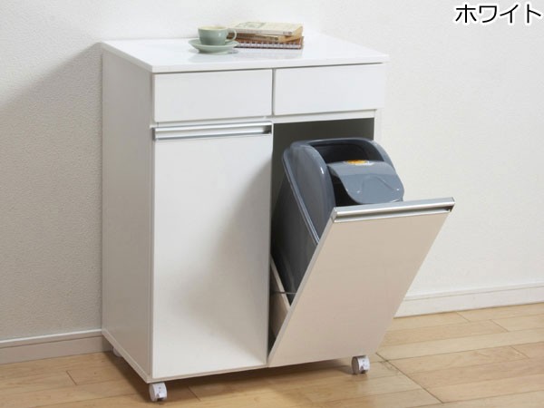 ゴミ箱 ダストボックス ２分別 キャスター付き 引き出し 収納 木製 キッチンカウンター 完成品｜shuno-kagu｜02