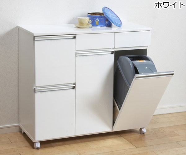 ゴミ箱 ダストボックス ４分別 キャスター付き 引き出し 収納 木製 キッチンカウンター 完成品｜shuno-kagu｜02