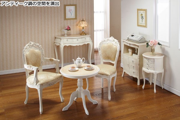 丸テーブル 円形 カフェテーブル 天然木 木製 アンティーク調 高さ60cm 1本脚 完成品