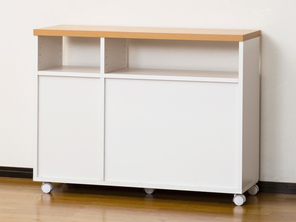 キッチンワゴン 収納 キャスター付き ホワイト 木製 棚 幅60cm 日本製