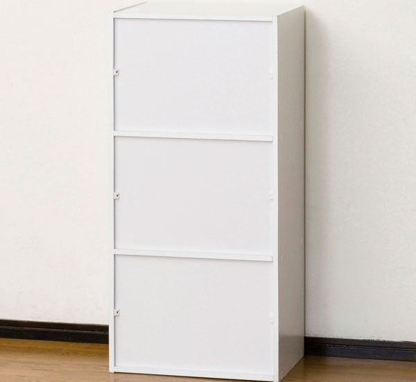 収納棚 扉付き 4段 鍵付き 収納ボックス シンプルデザイン 木製 幅42