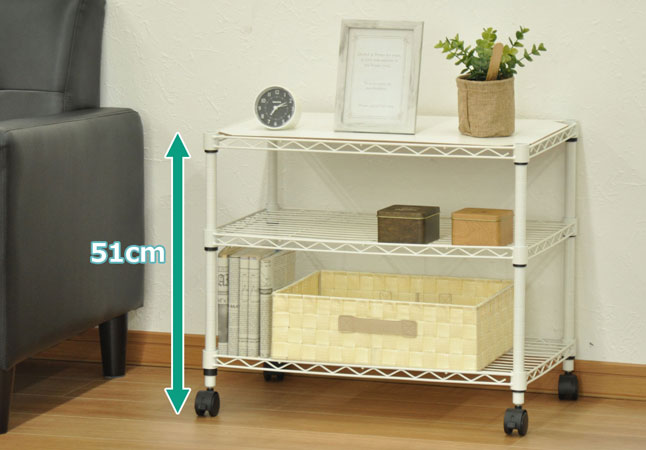 スチールラック オープンラック キャスター付き 幅60 高さ51 シンプル