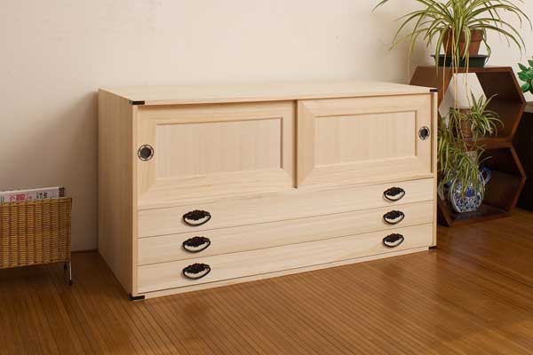 引き戸付き 着物収納 桐 チェスト タンス 箪笥 引き出し 3段 日本製