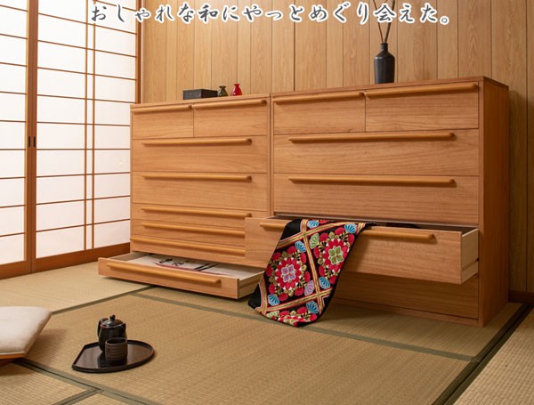 チェスト 桐たんす 引き出し収納 7段 水性塗装 ブラウン 日本製 完成品