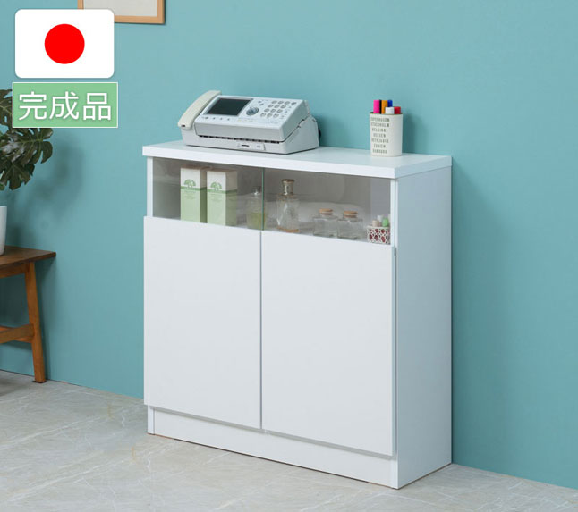 キャビネット リビング収納 食器棚 白 幅79cm : 収納家具本舗 - 通販