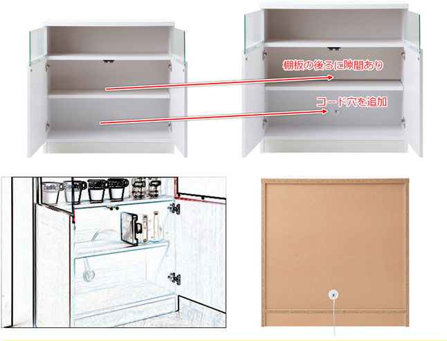 キャビネット リビング収納 食器棚 白 幅79cm : 収納家具本舗 - 通販