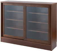 キャビネット ガラス扉 ダークブラウン 引き戸 薄型 省スペース 幅90