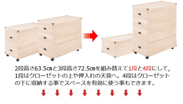 【雛蔵】兜焼桐収納セット3 雛人形ケース 3段 深型 桐製 キャスター付き 衣類収納 押入れサイズ