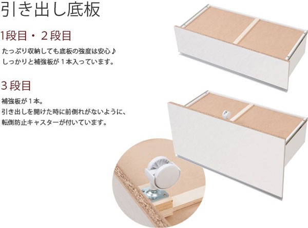 キッチンカウンター チェスト 3段 引き出し収納 艶出しホワイト 幅80 キッチンカウンター チェスト 3段 引き出し収納 艶出しホワイト 幅80