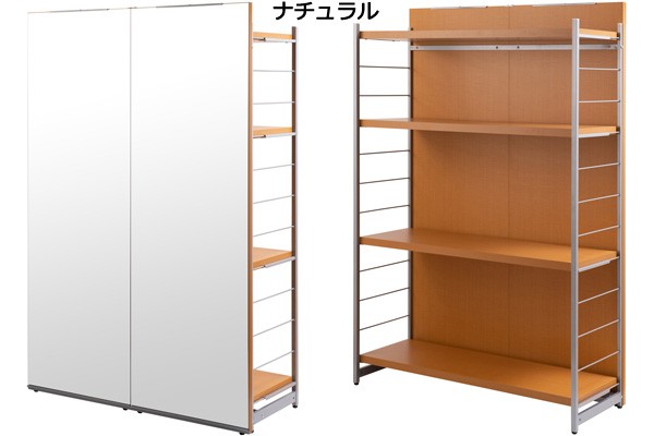 姿見 ミラー 鏡 間仕切り 収納 棚 4段 幅120cm パーテーション 姿見 ミラー 鏡 間仕切り 収納 棚 4段 幅120cm パーテーション