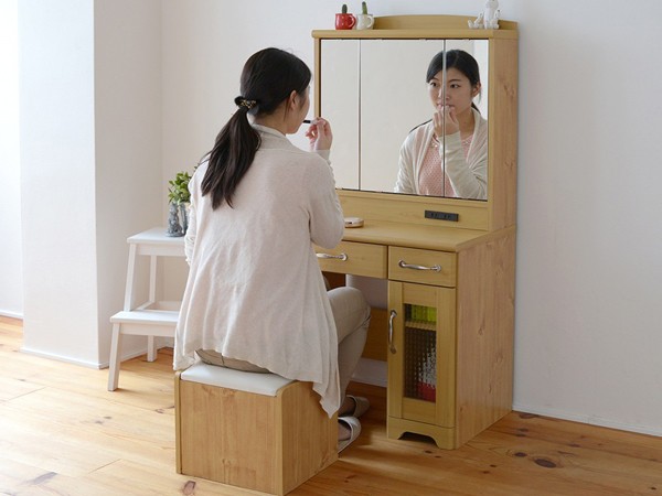 ドレッサー 椅子付き 白 三面鏡 : 収納家具本舗 - 通販 - Yahoo