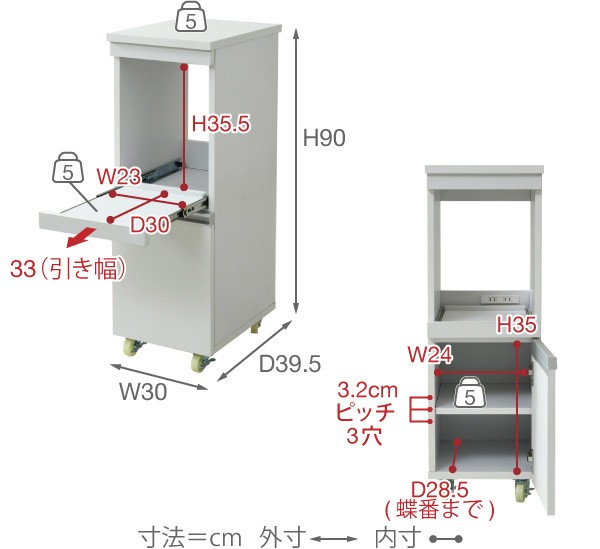キッチン隙間収納 キャスター付き コンセント付き 家電収納 食器収納棚