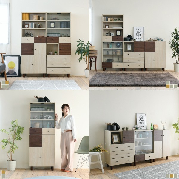 キャビネット 扉収納 積み重ね可能 組み合せ可能 ツートンカラー