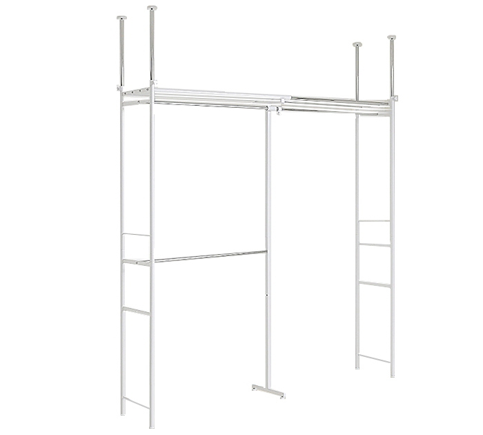 幅111〜200cm】ツッパリ ウォークイン クローゼットハンガーラック 棚