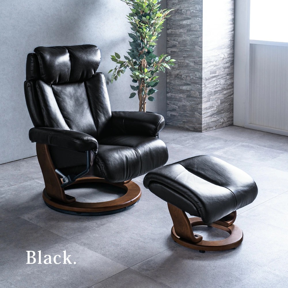 パーソナルチェア 本革 リクライニングチェア オットマン レザー 北欧
