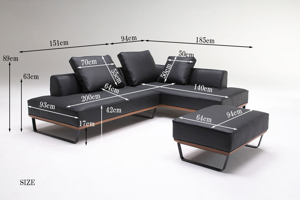 カウチソファ ウッドフレーム 革 ソファセット 3点セット レザー