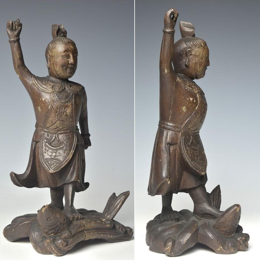 について】 ヤフオク! - 中国古玩 木彫り武人像 高さ２６ｃｍ P1161 