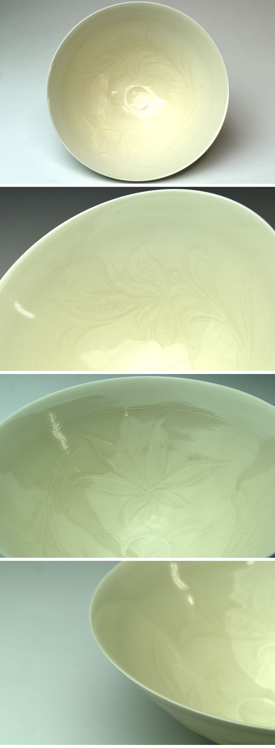 人間国宝 塚本快示 青白磁牡丹文命名皿 快山釜 三枚