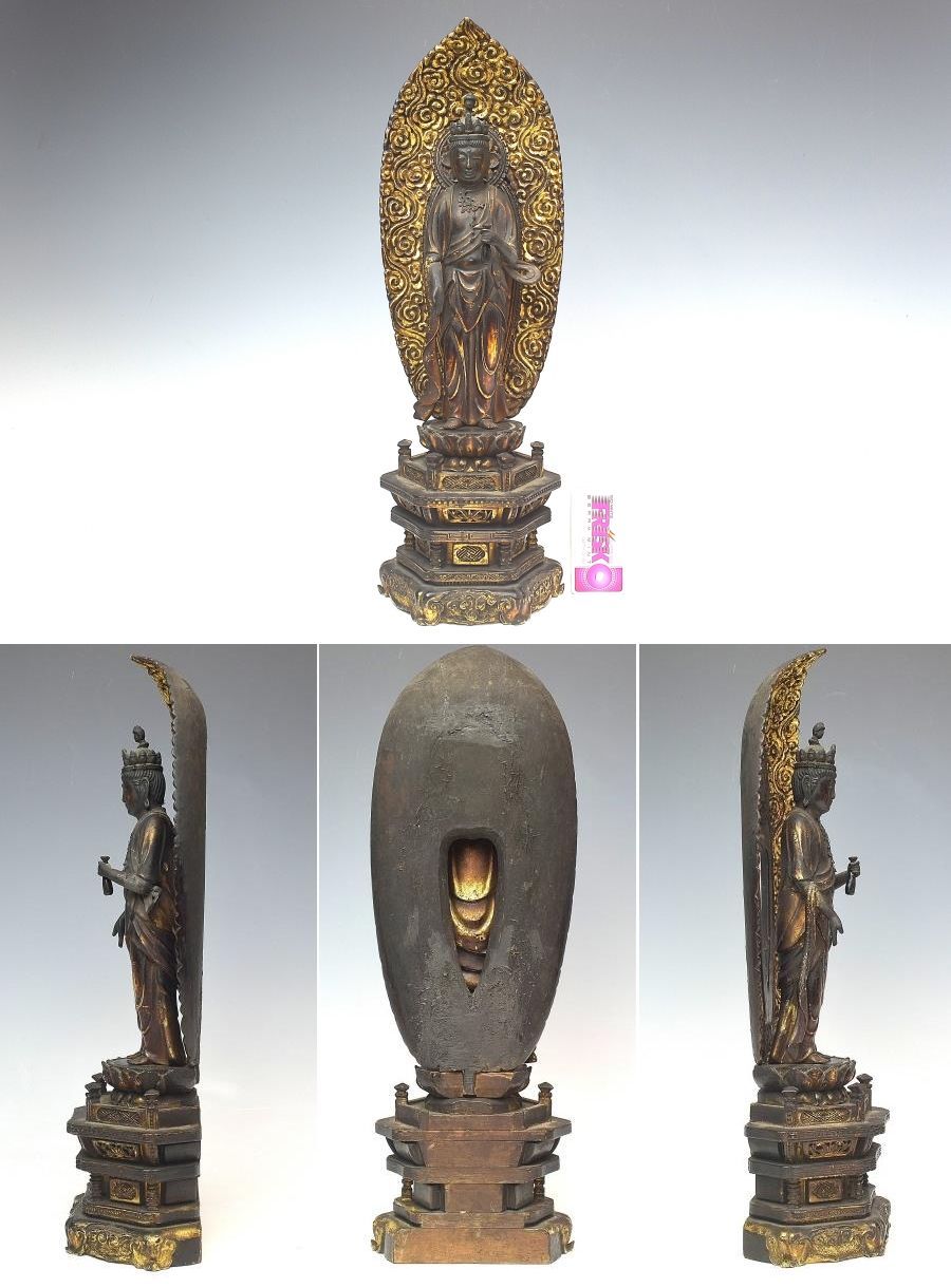 高評価低価江戸時代　木彫　玉眼十一面観音菩薩像　高さ４０ｃｍ　仏像　本物保証　Ｗ１６６１ 仏像