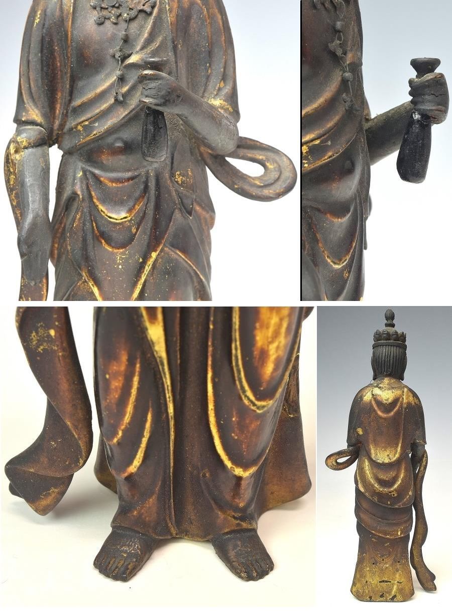 安い即納江戸時代　木彫　玉眼十一面観音菩薩像　高さ４０ｃｍ　仏像　本物保証　Ｗ１６６１ 仏像