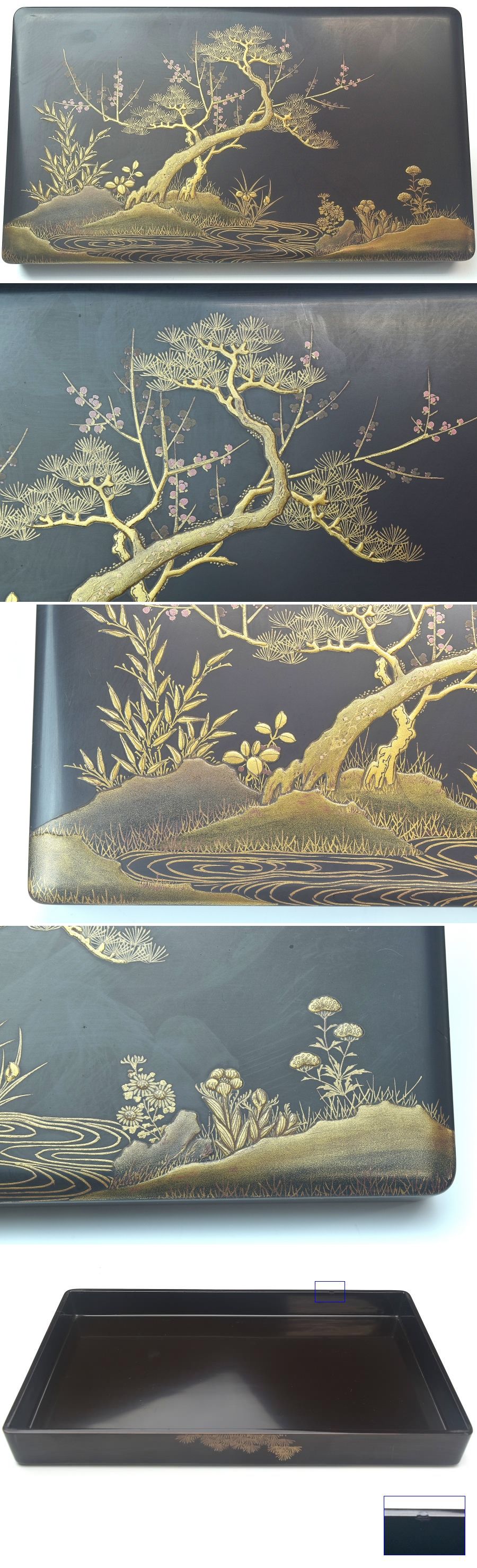 趣楽 明治時代 松竹梅蒔絵三段重箱 高さ21cm X1901