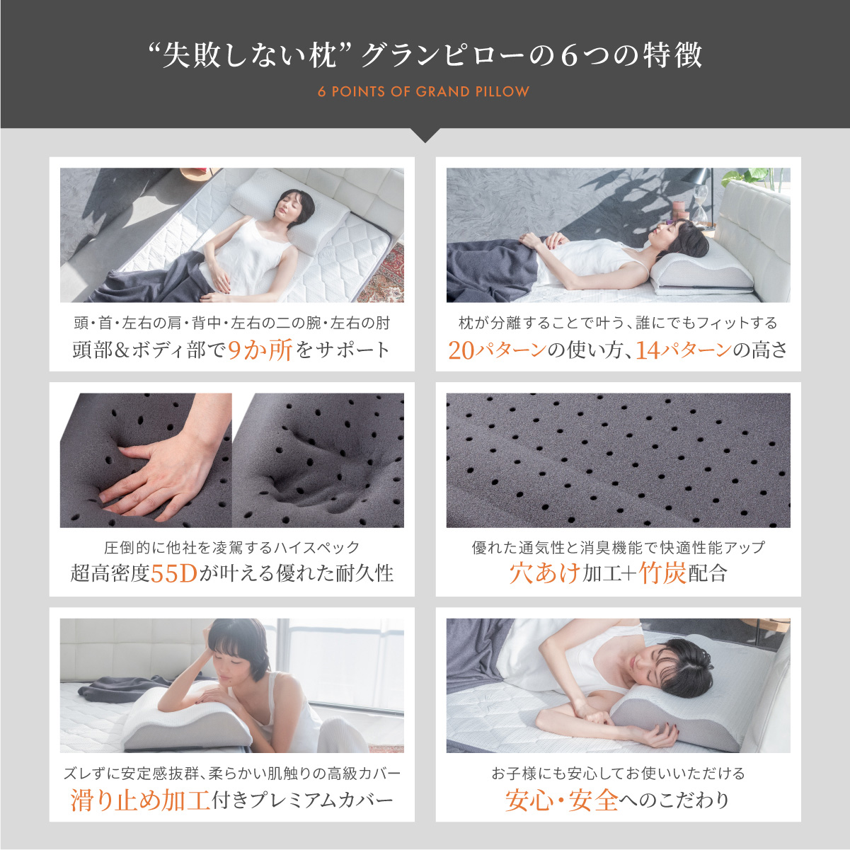 GOKUMIN Takumi 枕 グランピロー 低反発枕 20パターンの寝心地 まくら 大きめ 低反発 横向き 仰向き 安眠 安眠枕 快眠 快眠枕  熟睡枕 肩こり ストレートネック
