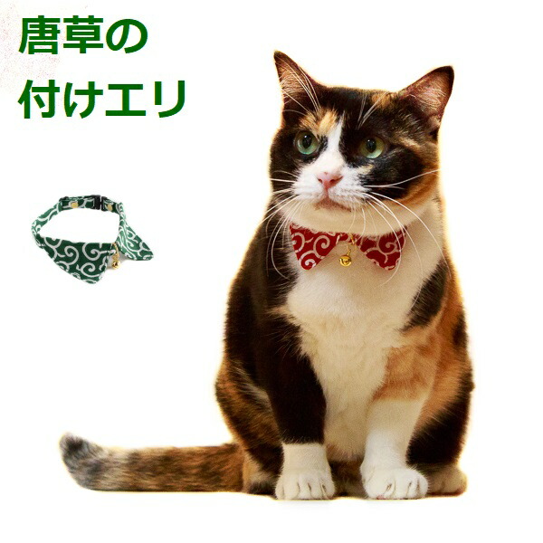 猫 首輪 子猫 セーフティバックル 鈴付 唐草 エリ 襟 からくさ 和柄