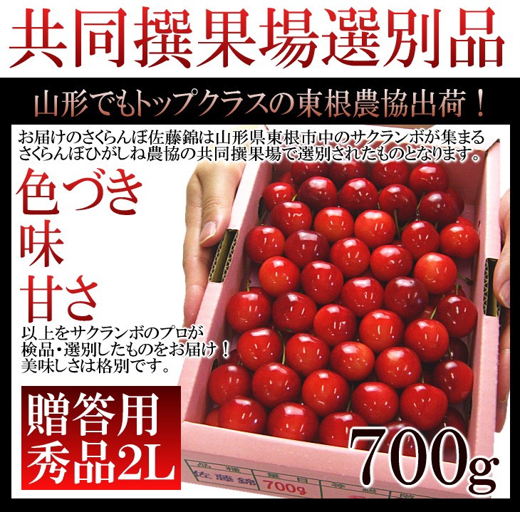 ヤマダモール | さくらんぼ 佐藤錦 露地栽培 バラ詰め 2L玉 700g 秀品