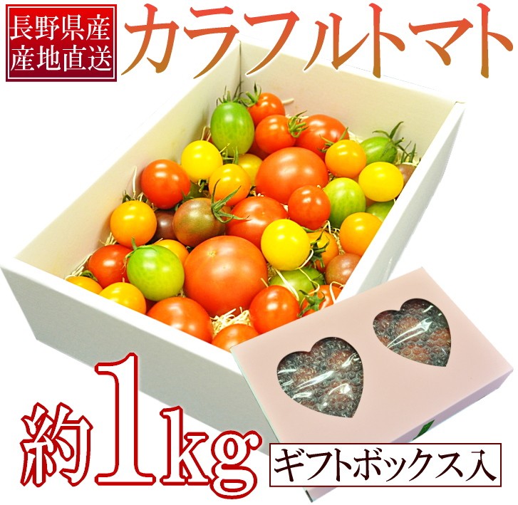 トマト カラフルトマト 産地直送 詰め合わせ リコピン カリウム 低カロリー 美容 健康 送料無料 1kg 化粧箱入 長野県産 セール
