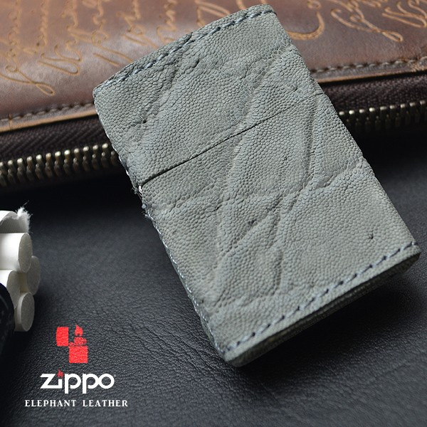 革巻きジッポー 送料無料 エレファント レザーZIPPO ハンドメイド