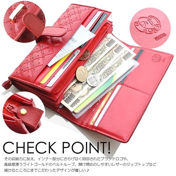長財布 MOMO キルティングパンチングレザー 牛革アコーディオン AN-269 MOMO(モモ)キルティングパンチングレザー牛革 NEWアコーディオン