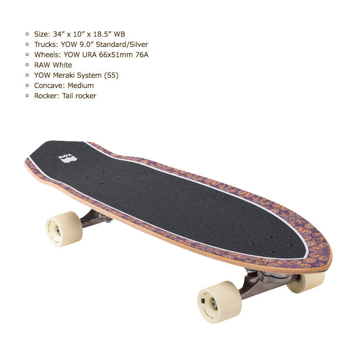 YOW SURF SKATE ヤウ サーフスケート PADANG PADANG 34 パダンパダン コンプリート スケートボード