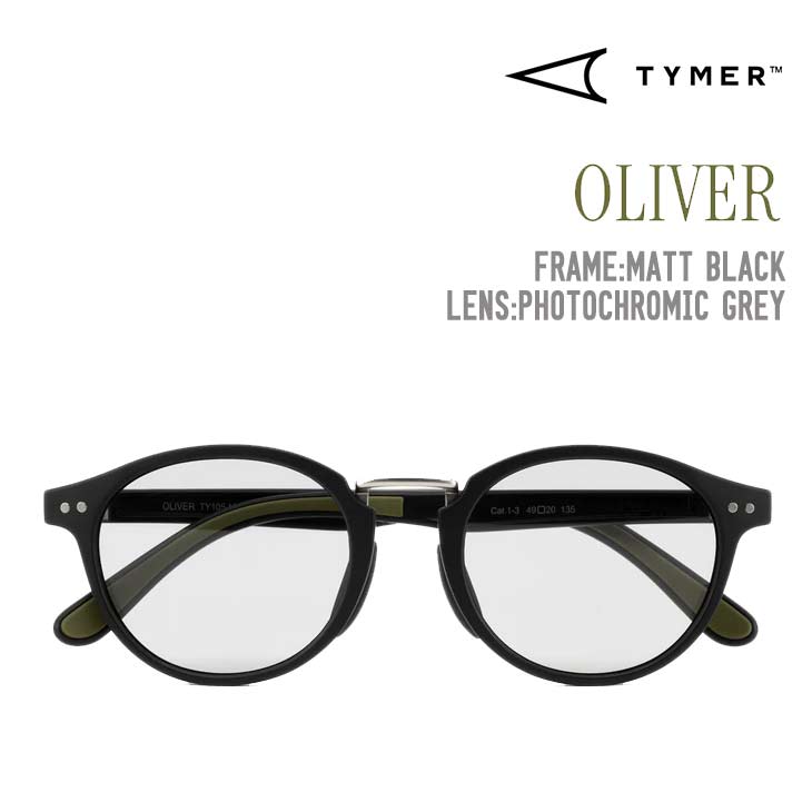TYMER �^�C�}�[ OLIVER �T���O���X Matt Black Photochromic Grey TY105-MBK-PGY