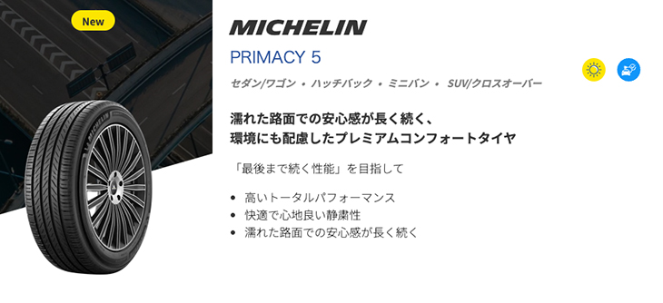 PRIMACY 2026年製 ミシュラン 5 プライマシー ファイブ 225/50R18 99W 