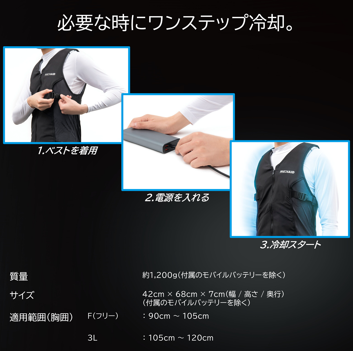 MEDIAID 【医療メーカー公式・ペルチェ式 水冷ベスト】冷却ベスト