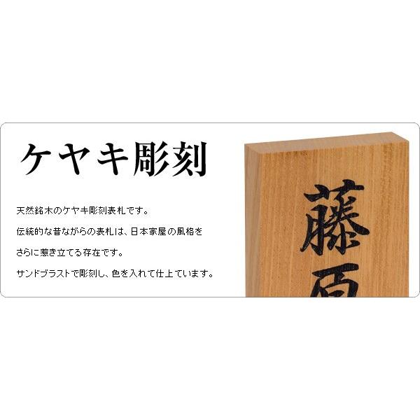 表札　木製　戸建　ホームサイン　玄関用　表札辞典　ケヤキ彫刻　天然銘木
