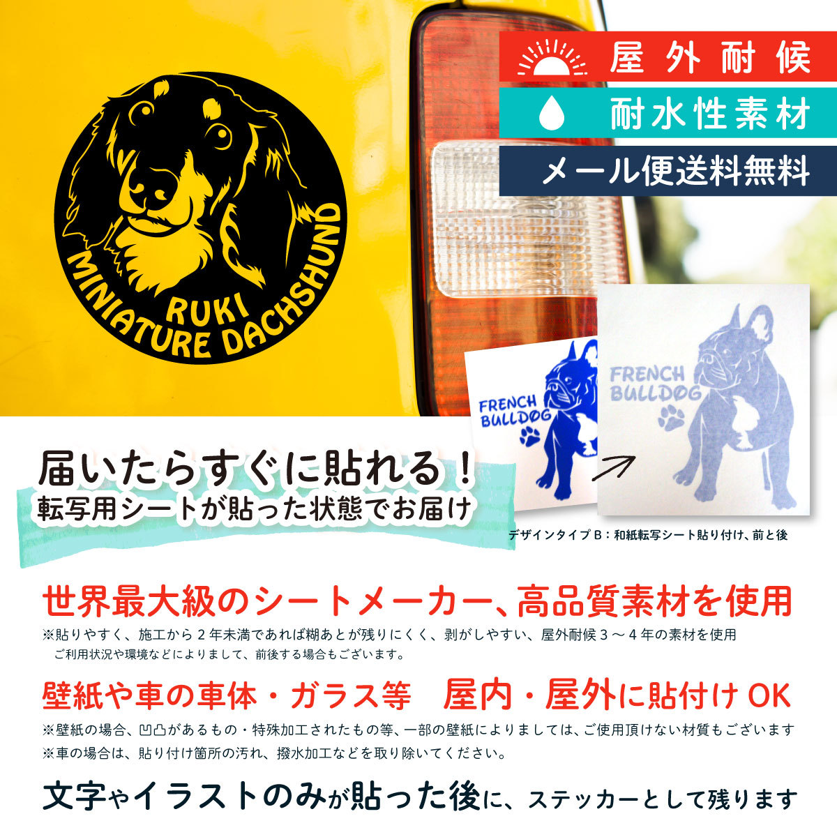 断トツ可愛い ミニチュアダックスフンド ステッカー 5 愛犬ネームが