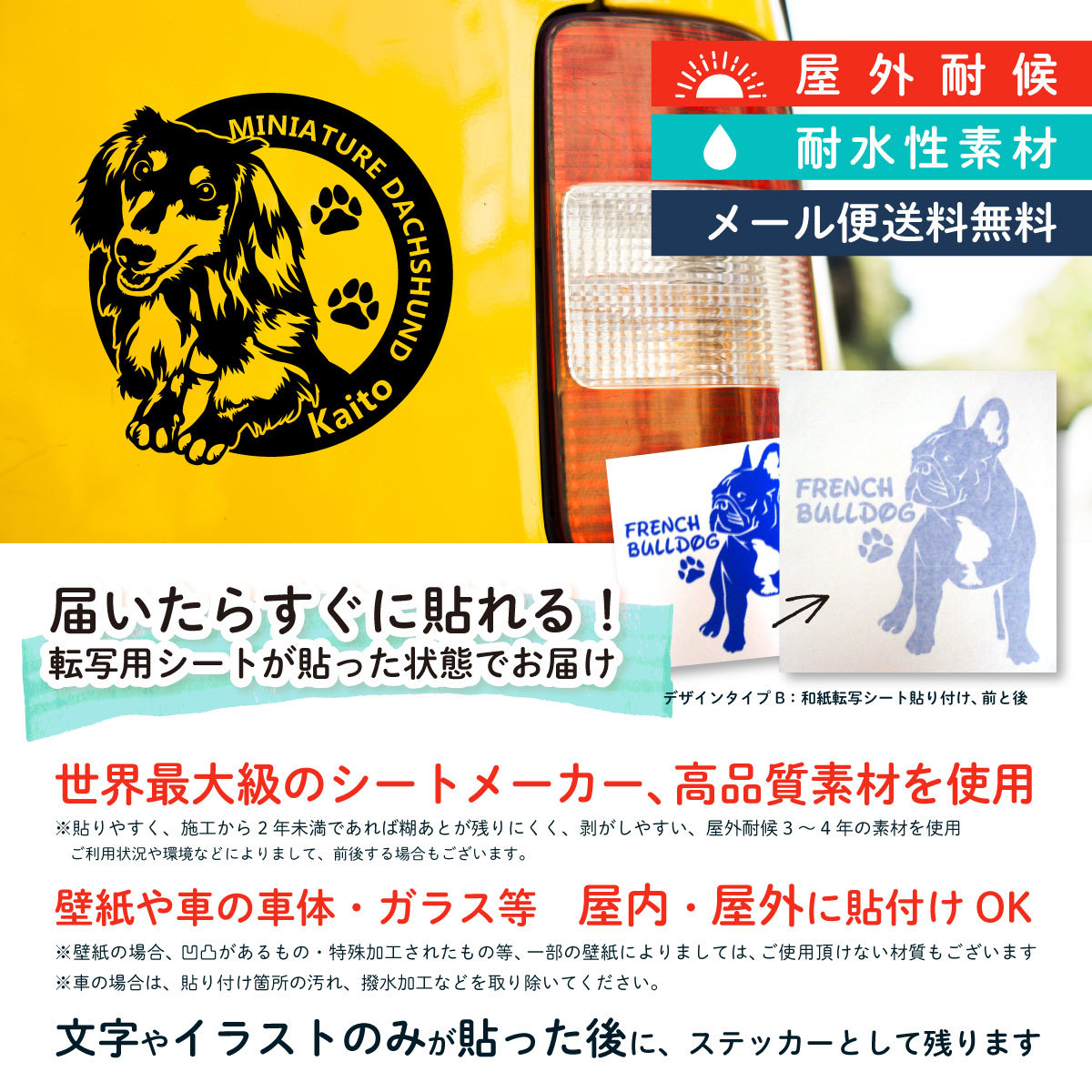 断トツ可愛い ミニチュアダックスフンド ステッカー 8 愛犬ネームが